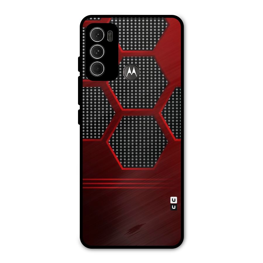 Red Black Hexagons Metal Back Case for Moto G60