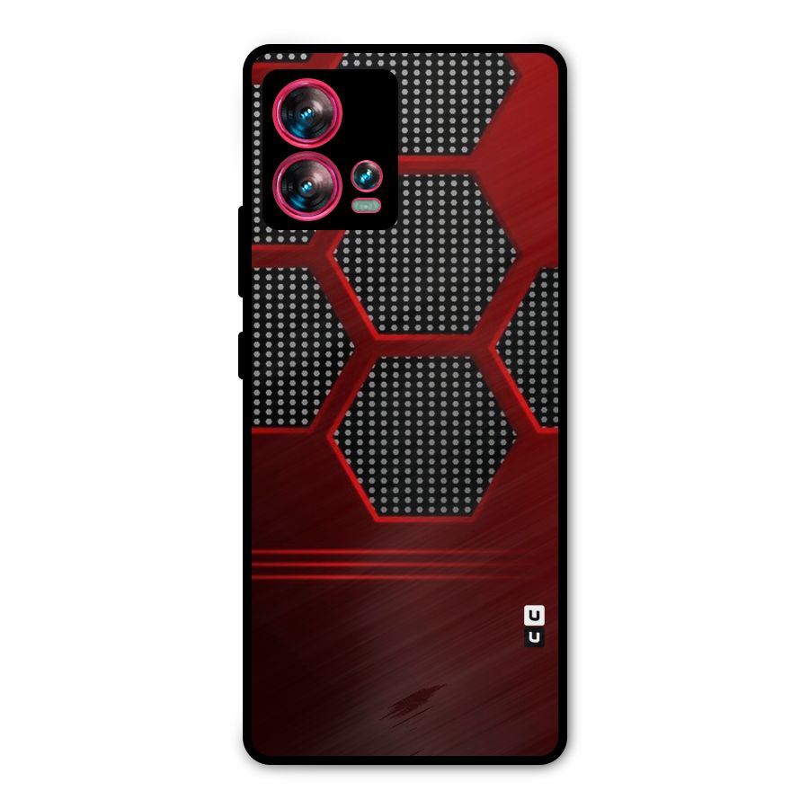 Red Black Hexagons Metal Back Case for Motorola Edge 30 Fusion