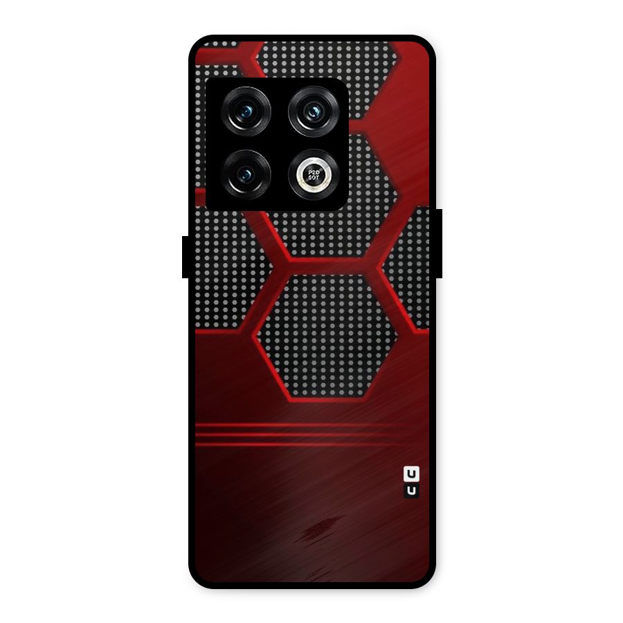 Red Black Hexagons Metal Back Case for OnePlus 10 Pro 5G