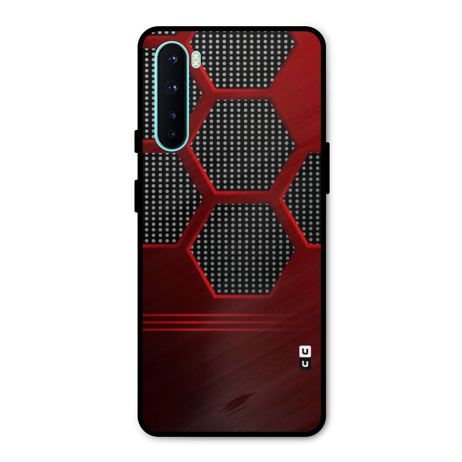 Red Black Hexagons Metal Back Case for OnePlus Nord