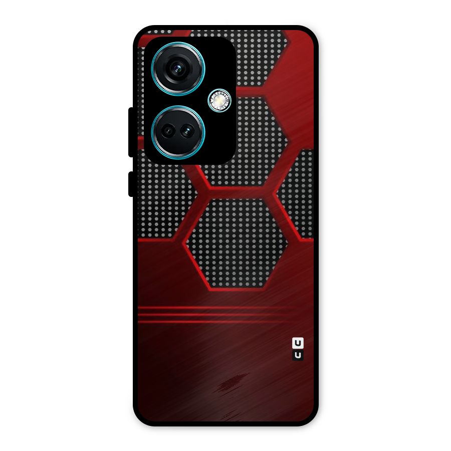 Red Black Hexagons Metal Back Case for OnePlus Nord CE 3 5G
