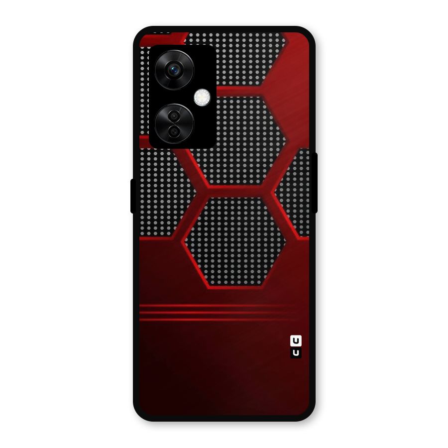 Red Black Hexagons Metal Back Case for OnePlus Nord CE 3 Lite