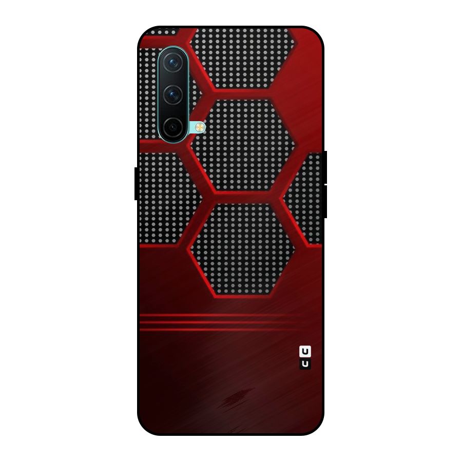 Red Black Hexagons Metal Back Case for OnePlus Nord CE 5G