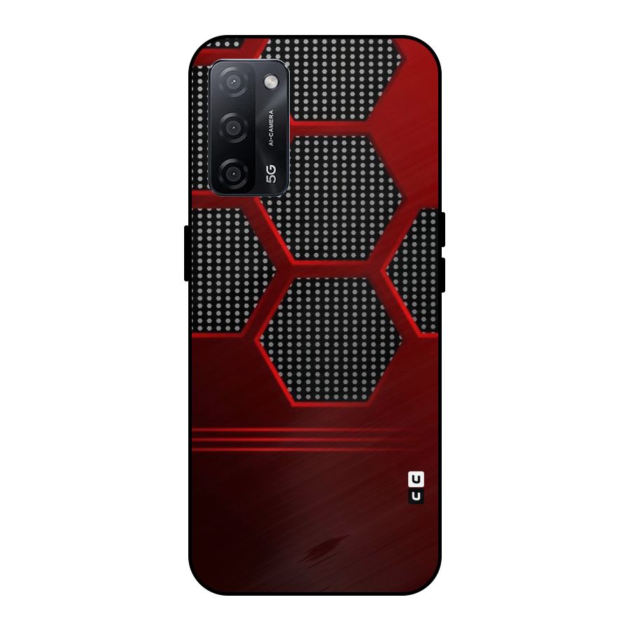 Red Black Hexagons Metal Back Case for Oppo A53s 5G