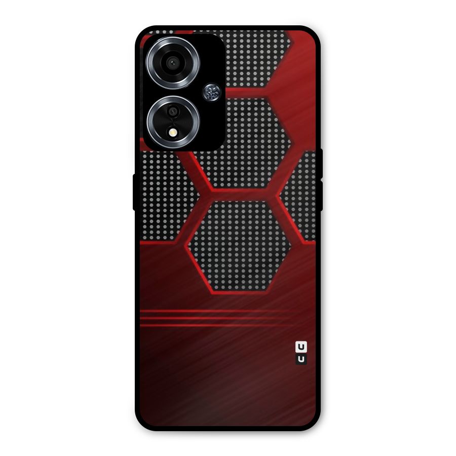Red Black Hexagons Metal Back Case for Oppo A59