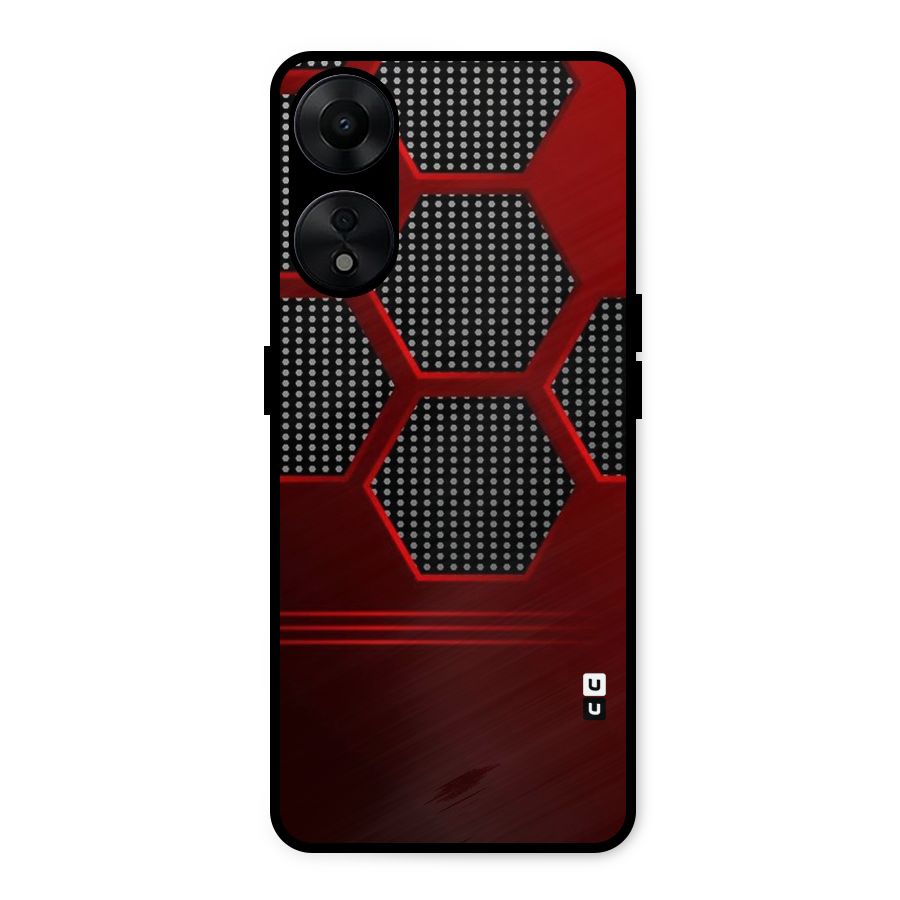 Red Black Hexagons Metal Back Case for Oppo A78 5G
