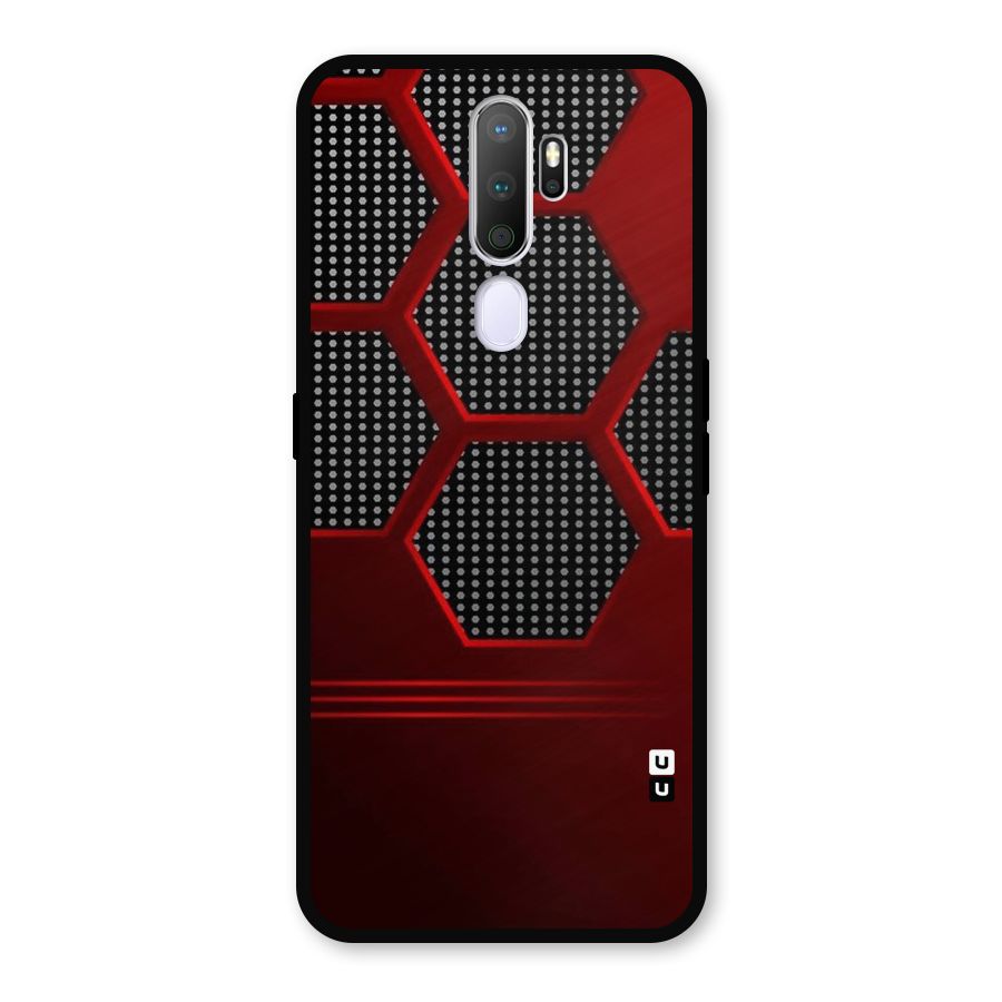 Red Black Hexagons Metal Back Case for Oppo A9 (2020)