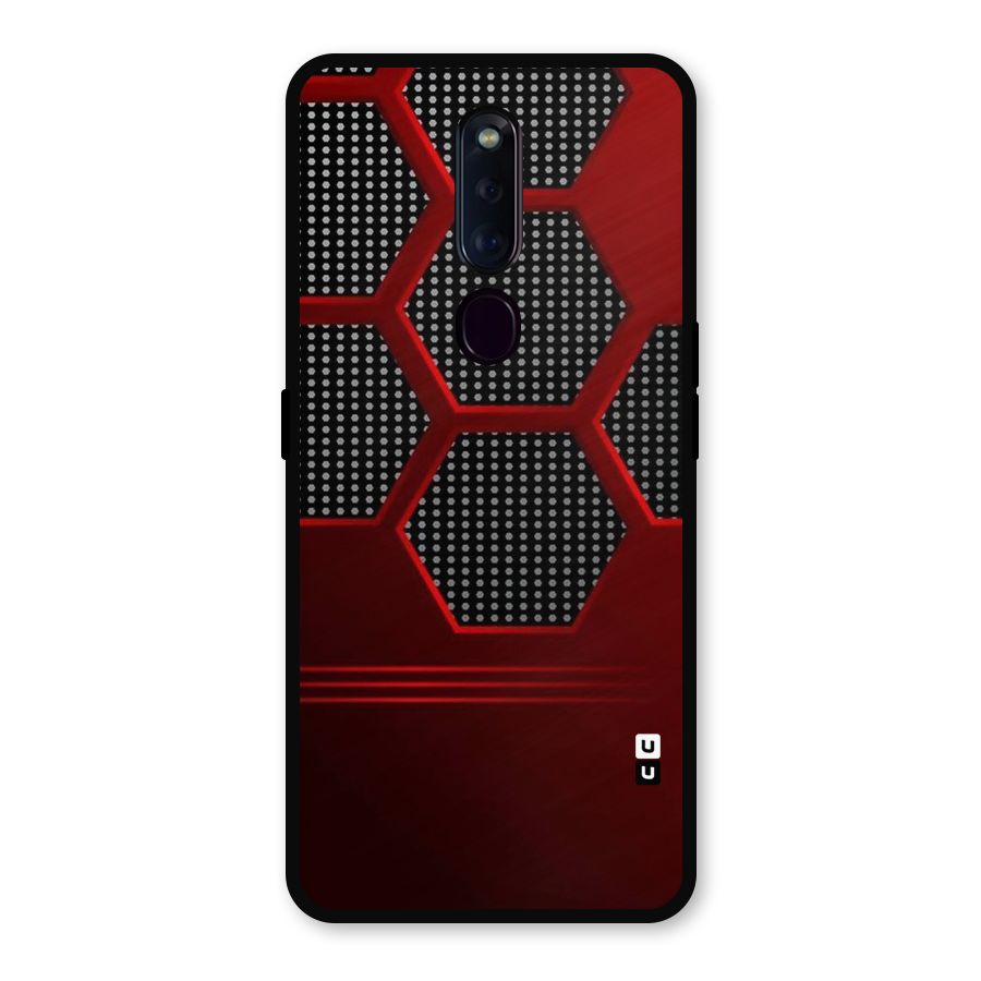Red Black Hexagons Metal Back Case for Oppo F11 Pro