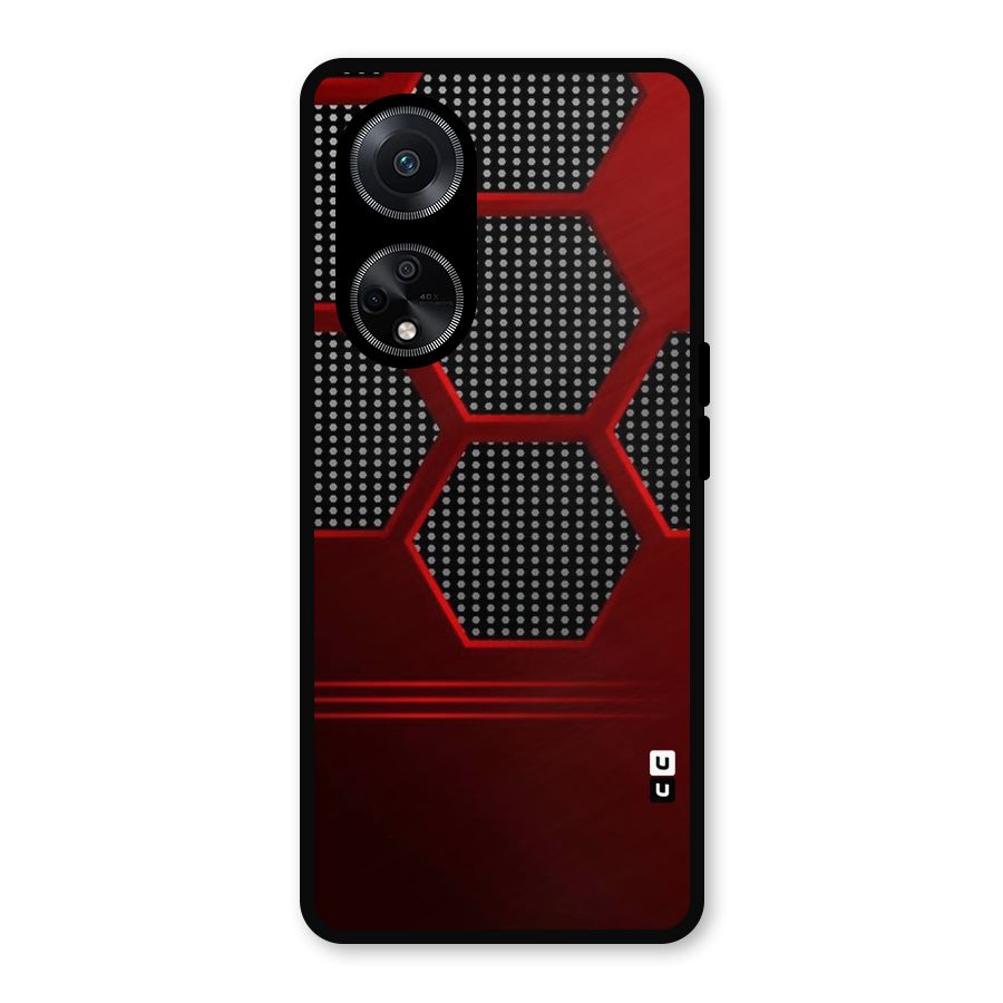 Red Black Hexagons Metal Back Case for Oppo F23