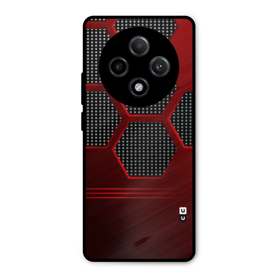 Red Black Hexagons Metal Back Case for Oppo F27 Pro Plus