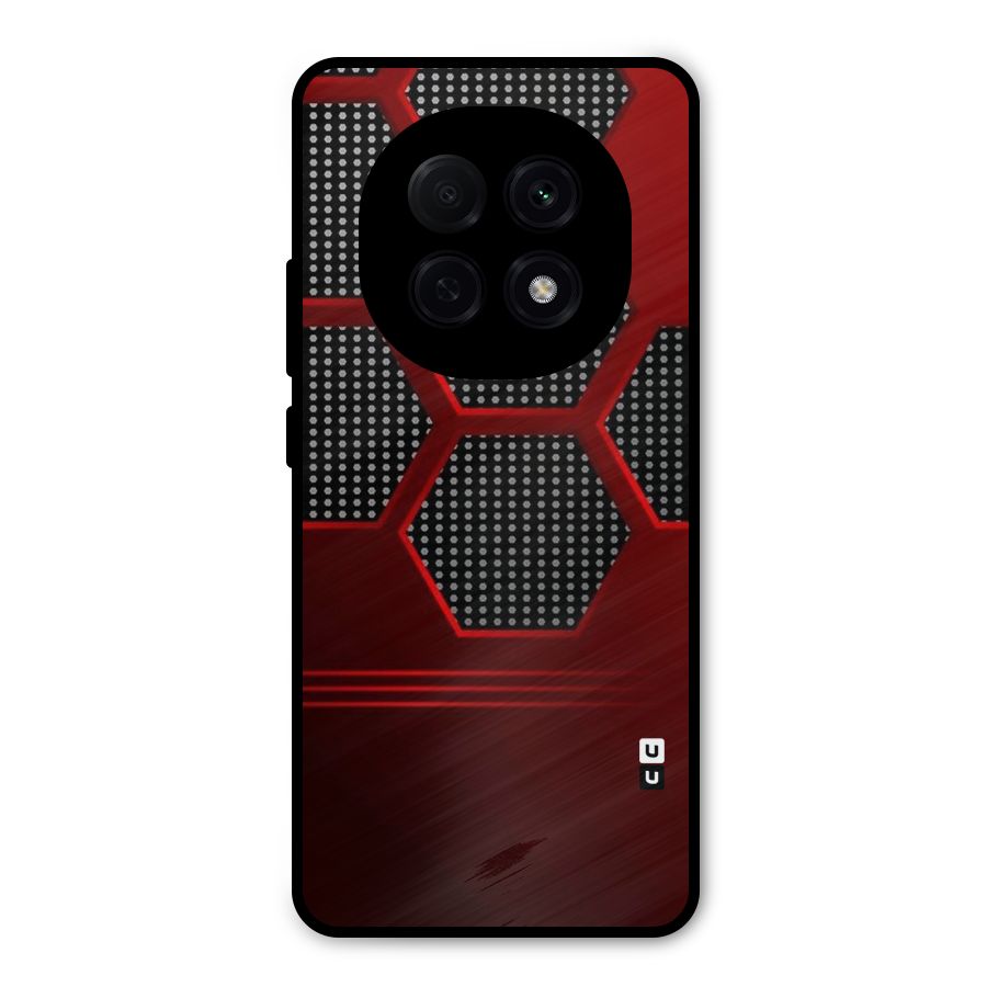 Red Black Hexagons Metal Back Case for Oppo F29 Pro
