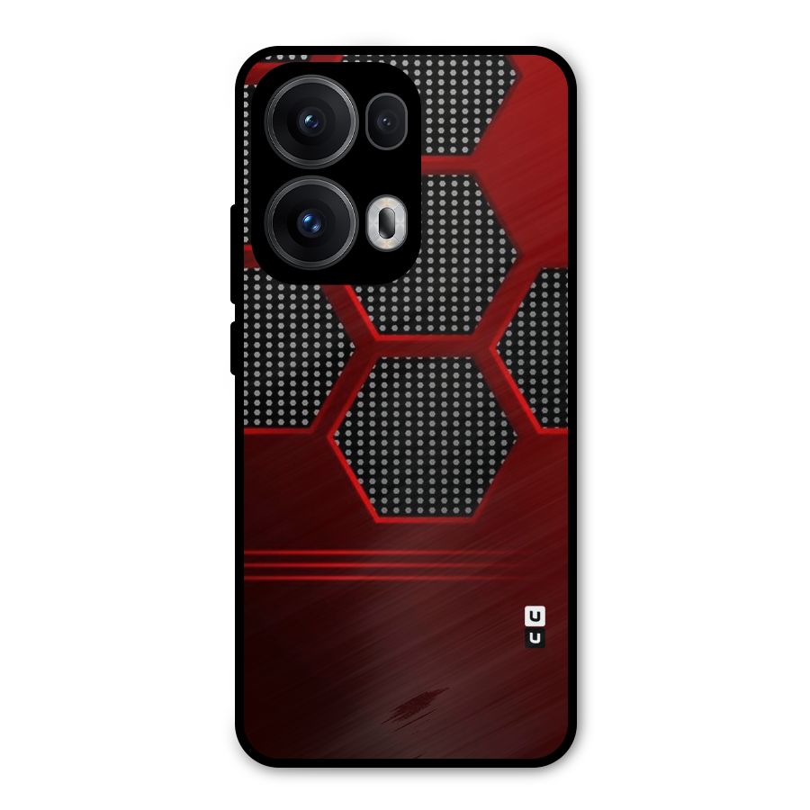Red Black Hexagons Metal Back Case for Oppo Reno13 Pro