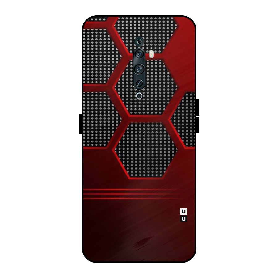 Red Black Hexagons Metal Back Case for Oppo Reno2 F
