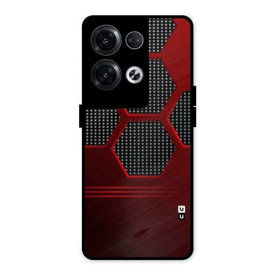 Red Black Hexagons Metal Back Case for Oppo Reno8 Pro 5G