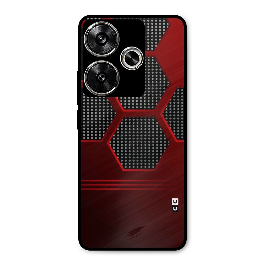 Red Black Hexagons Metal Back Case for Poco F6