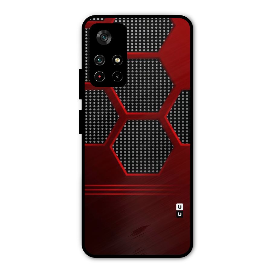 Red Black Hexagons Metal Back Case for Poco M4 Pro 5G