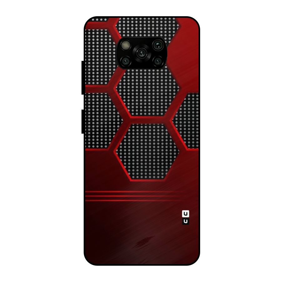 Red Black Hexagons Metal Back Case for Poco X3