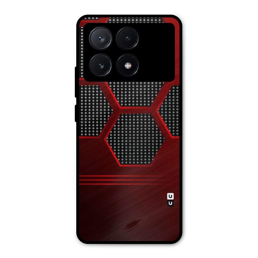 Red Black Hexagons Metal Back Case for Poco X6 Pro