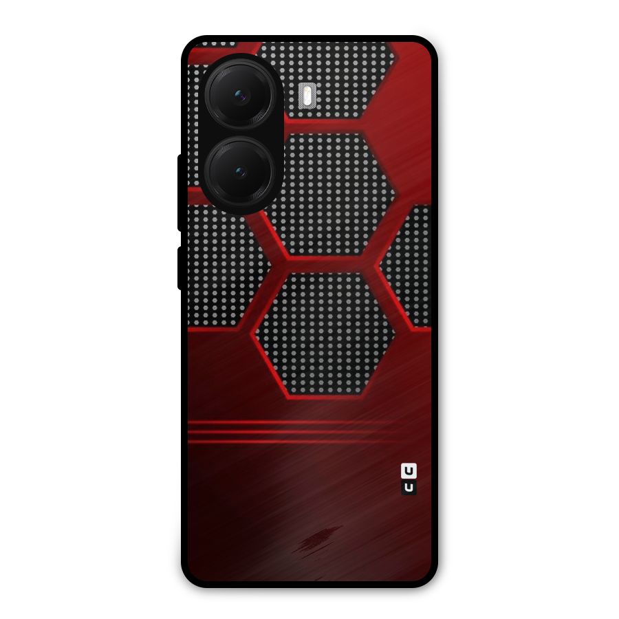 Red Black Hexagons Metal Back Case for Poco X7 Pro