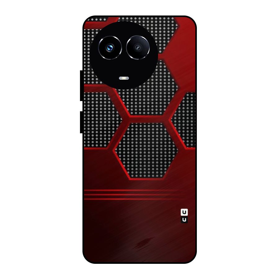 Red Black Hexagons Metal Back Case for Realme 11 5G
