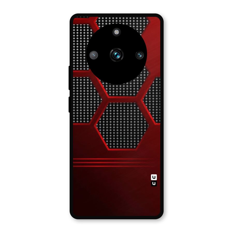 Red Black Hexagons Metal Back Case for Realme 11 Pro