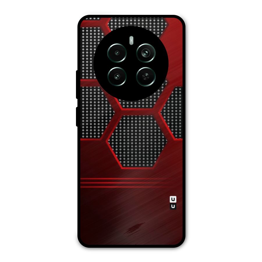 Red Black Hexagons Metal Back Case for Realme 12 Pro Plus