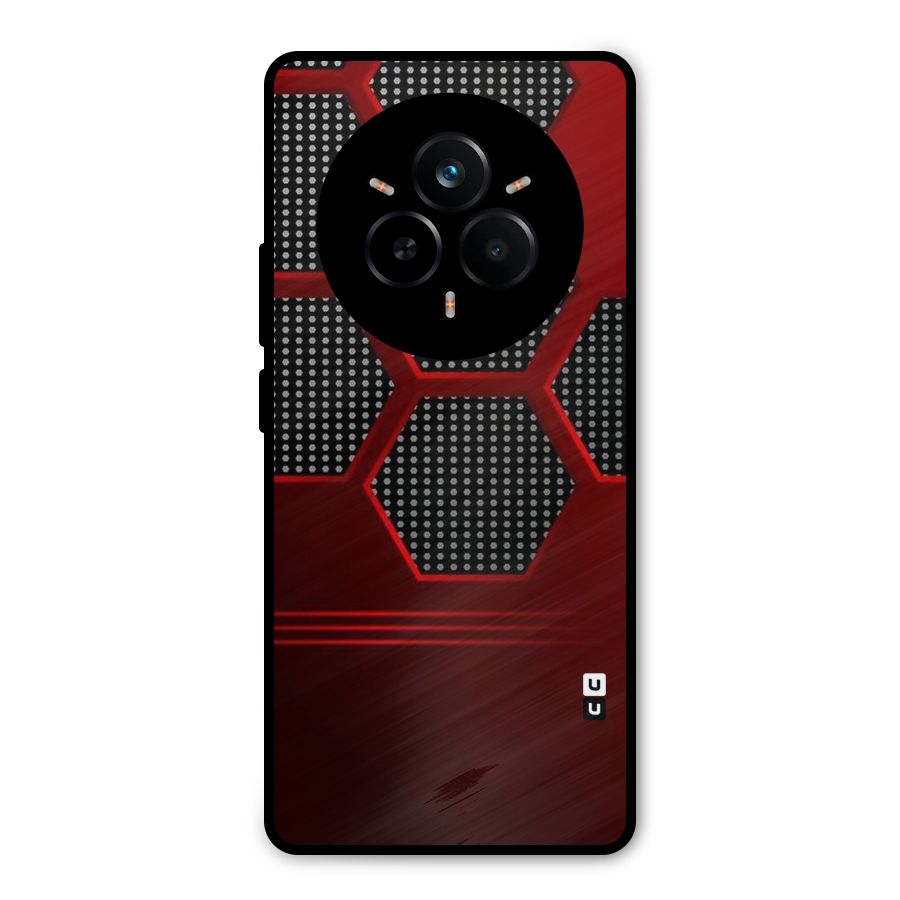Red Black Hexagons Metal Back Case for Realme 14 Pro