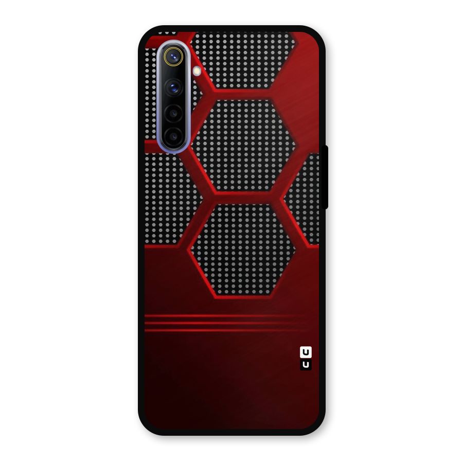 Red Black Hexagons Metal Back Case for Realme 6