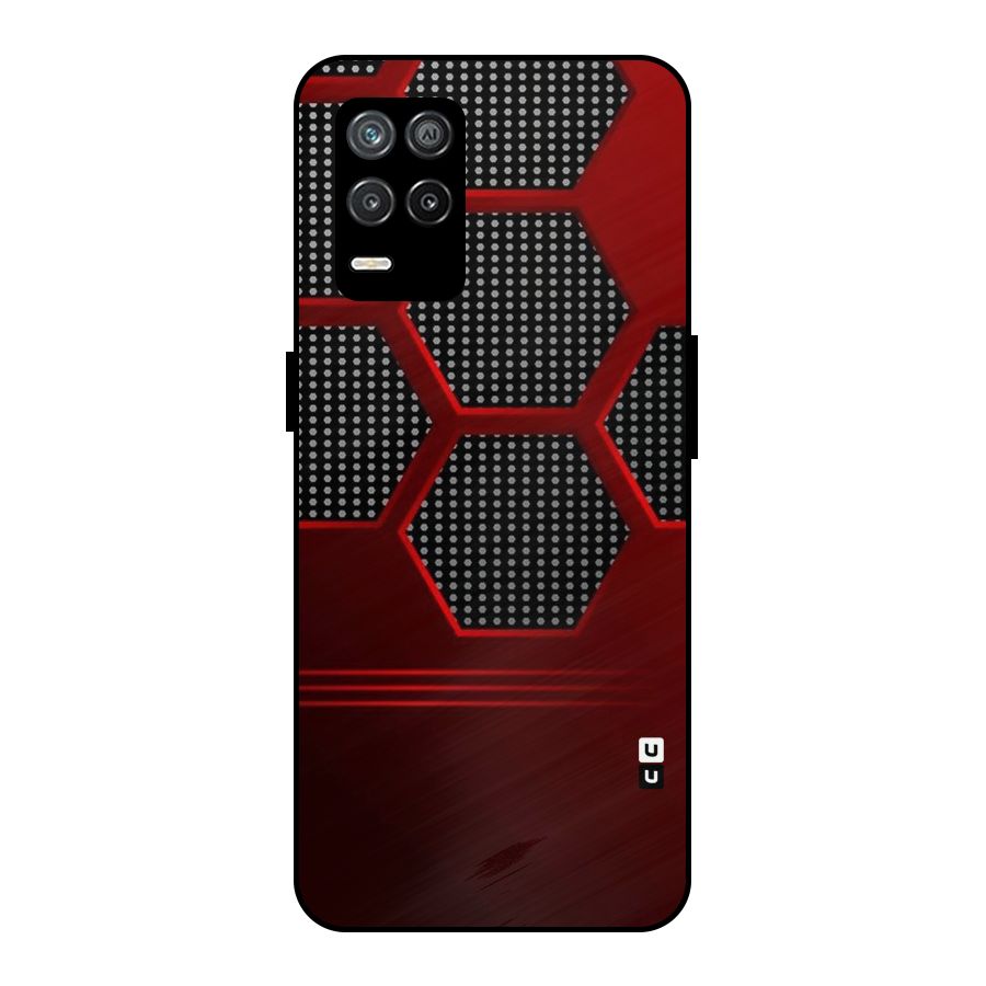 Red Black Hexagons Metal Back Case for Realme 8 5G