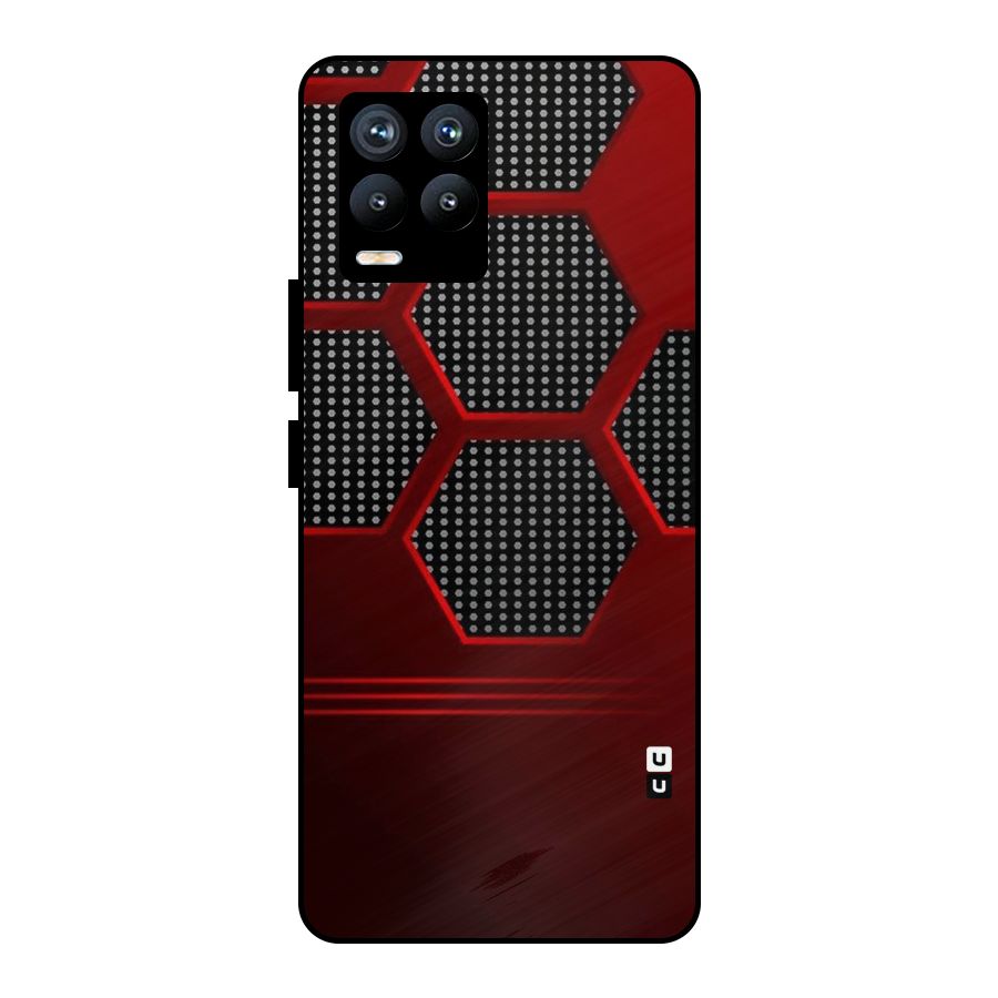 Red Black Hexagons Metal Back Case for Realme 8 Pro