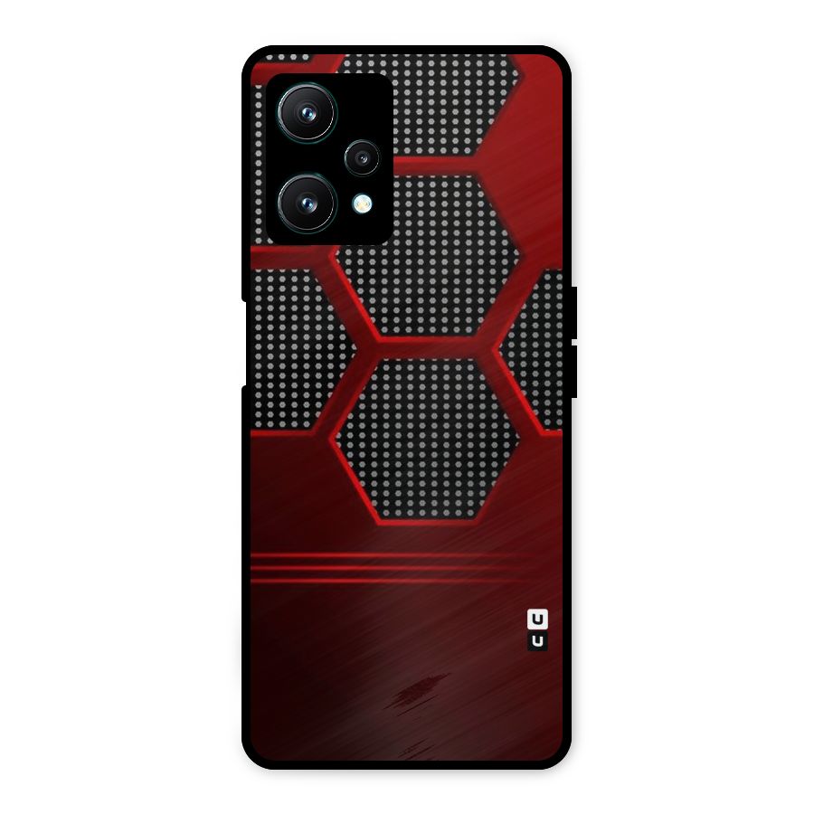 Red Black Hexagons Metal Back Case for Realme 9 Pro 5G