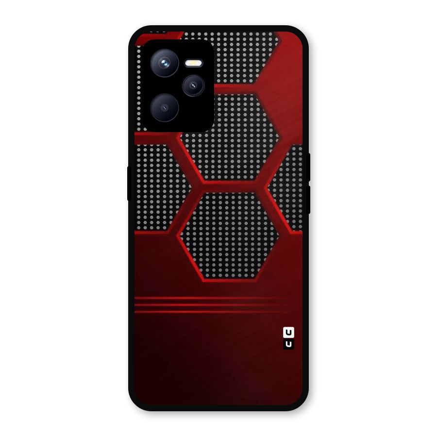 Red Black Hexagons Metal Back Case for Realme C35