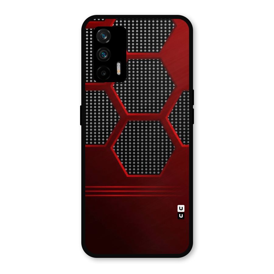Red Black Hexagons Metal Back Case for Realme GT 5G