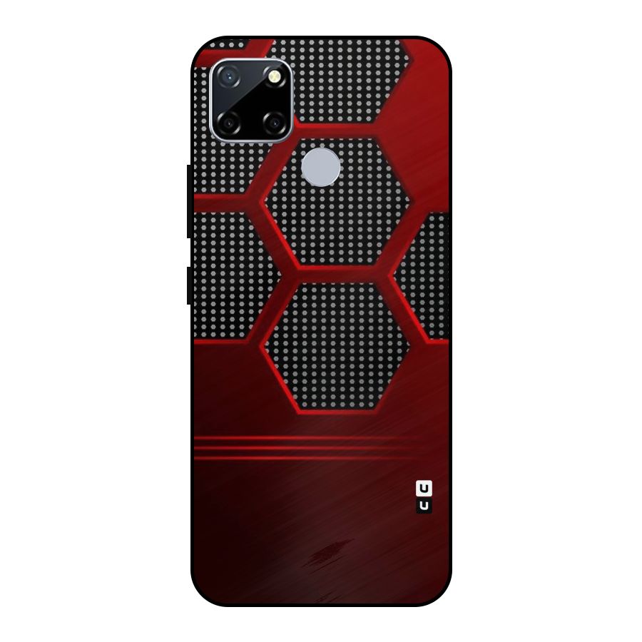 Red Black Hexagons Metal Back Case for Realme Narzo 20