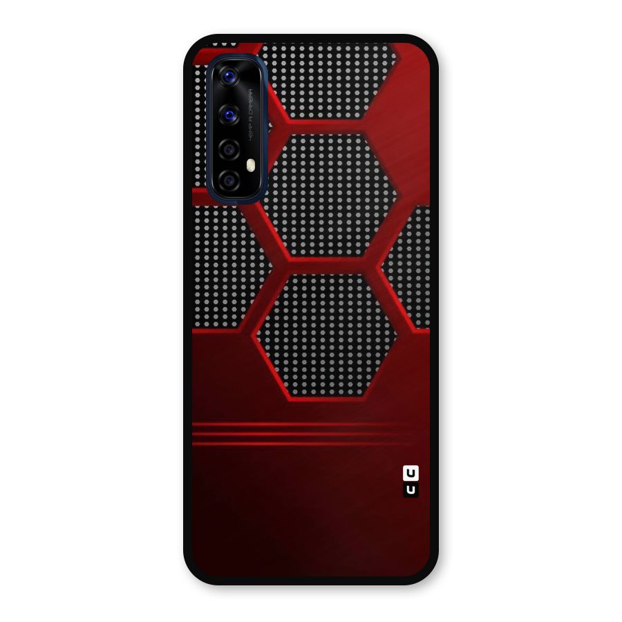 Red Black Hexagons Metal Back Case for Realme Narzo 20 Pro