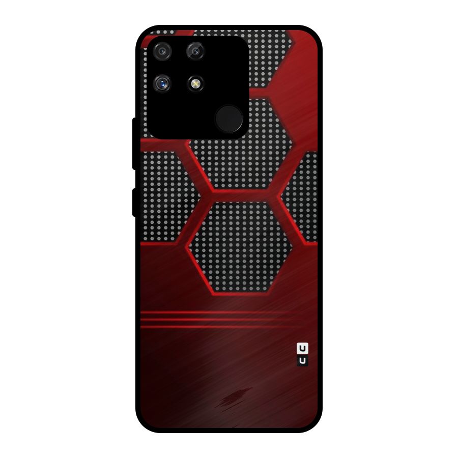 Red Black Hexagons Metal Back Case for Realme Narzo 50A