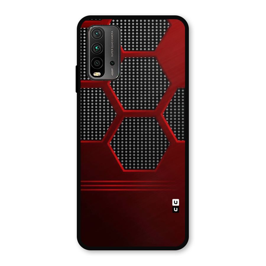 Red Black Hexagons Metal Back Case for Redmi 9 Power