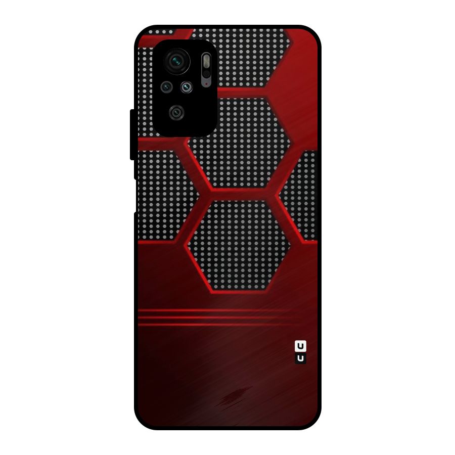 Red Black Hexagons Metal Back Case for Redmi Note 10S