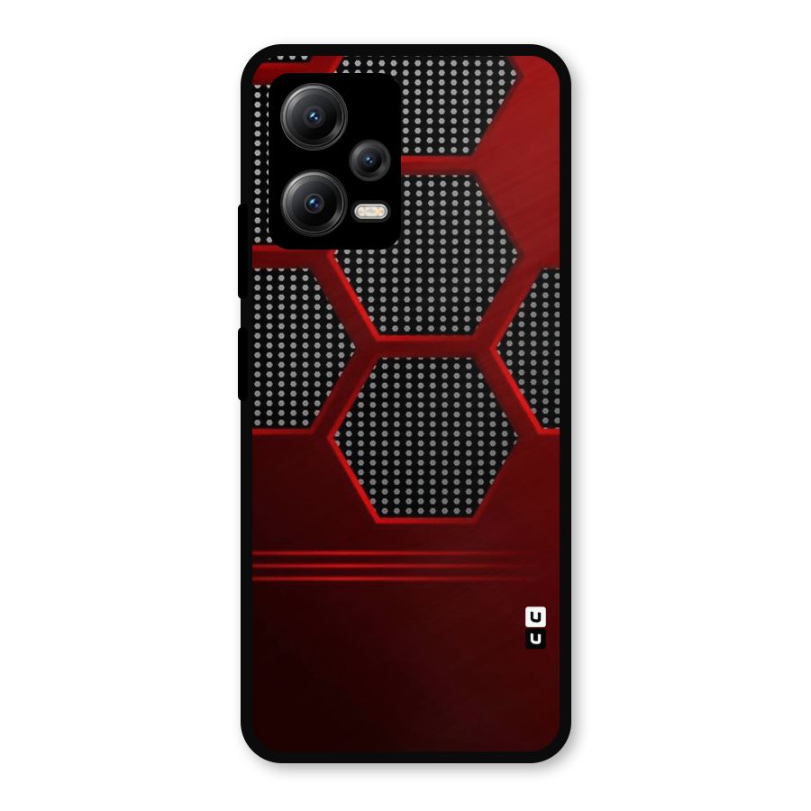 Red Black Hexagons Metal Back Case for Redmi Note 12 5G