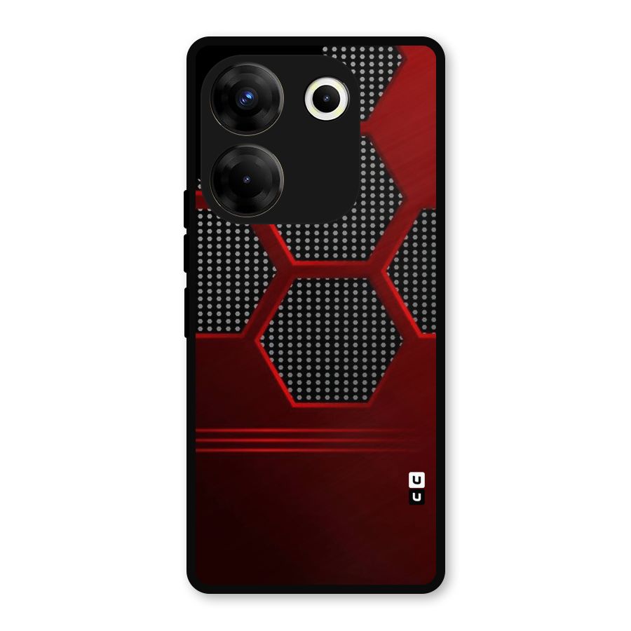 Red Black Hexagons Metal Back Case for Tecno Camon 20