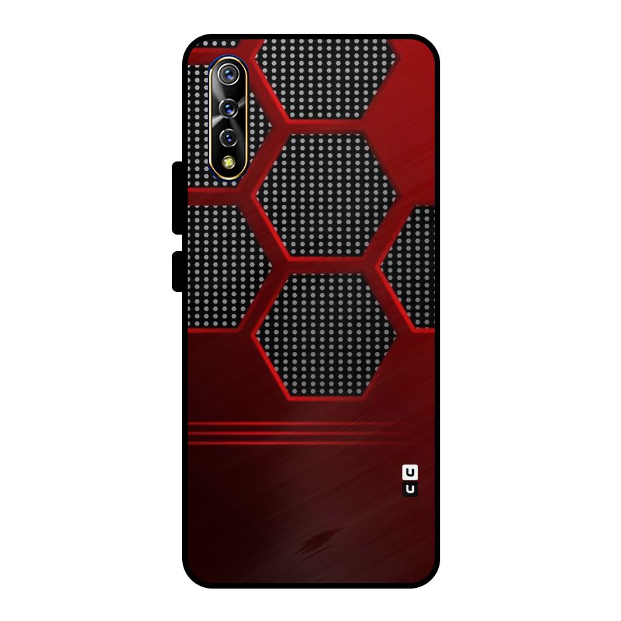 Red Black Hexagons Metal Back Case for Vivo S1