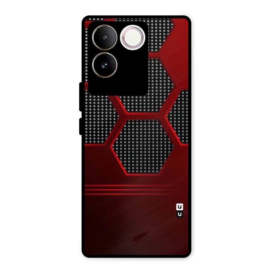 Red Black Hexagons Metal Back Case for Vivo T2 Pro