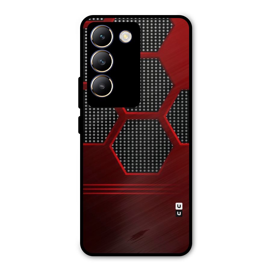 Red Black Hexagons Metal Back Case for Vivo T3 5G