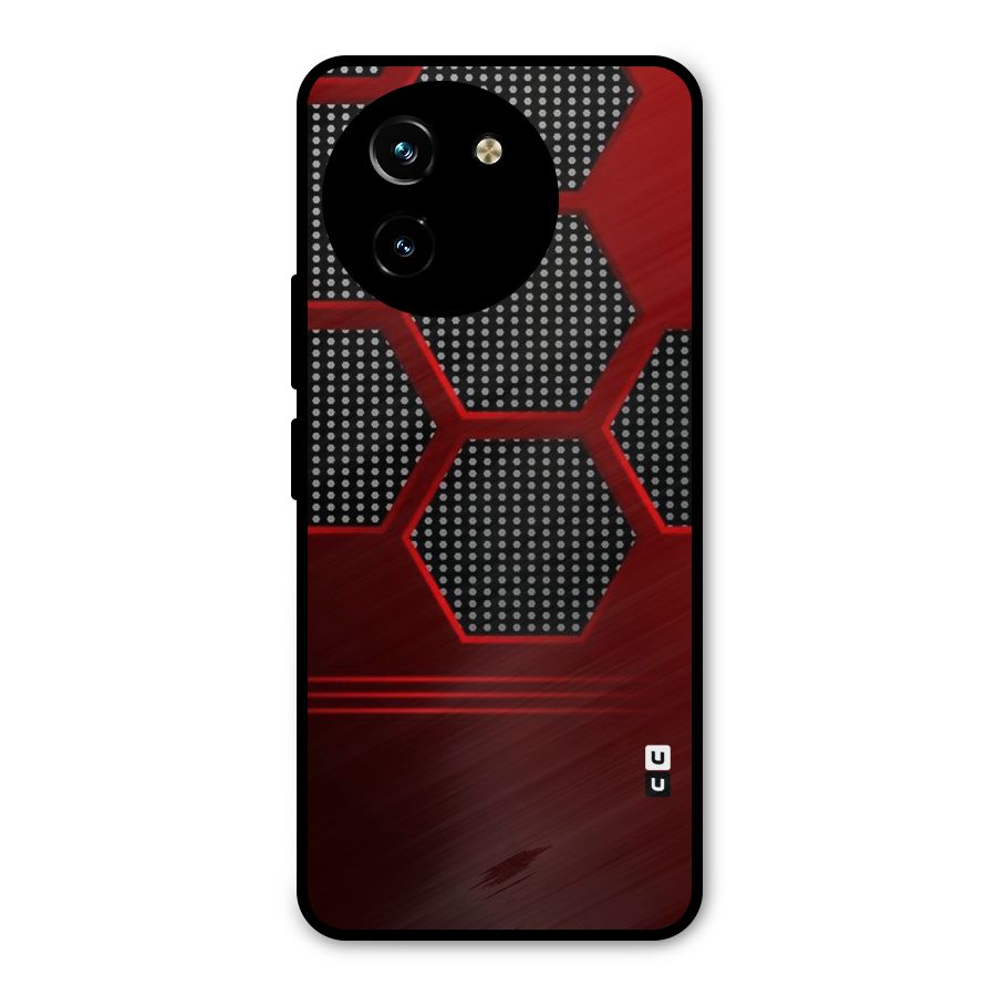 Red Black Hexagons Metal Back Case for Vivo T3x