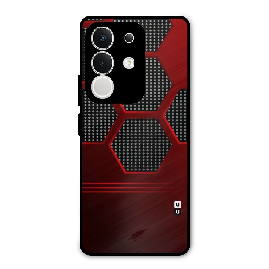 Red Black Hexagons Metal Back Case for Vivo T4x