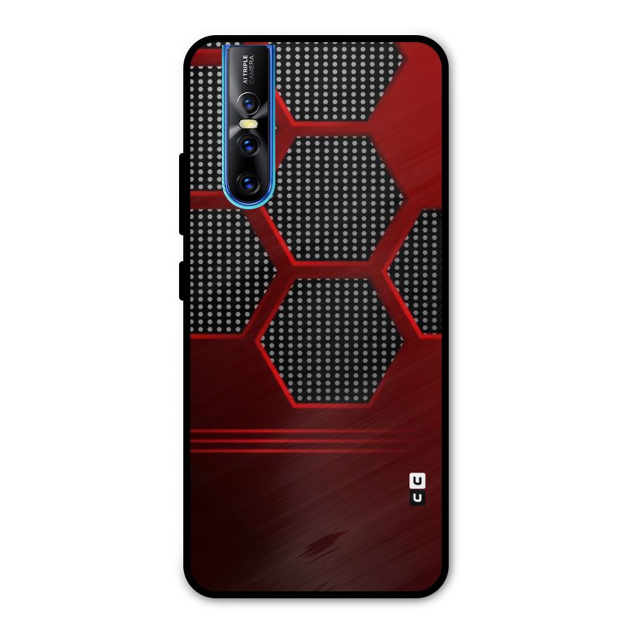 Red Black Hexagons Metal Back Case for Vivo V15 Pro