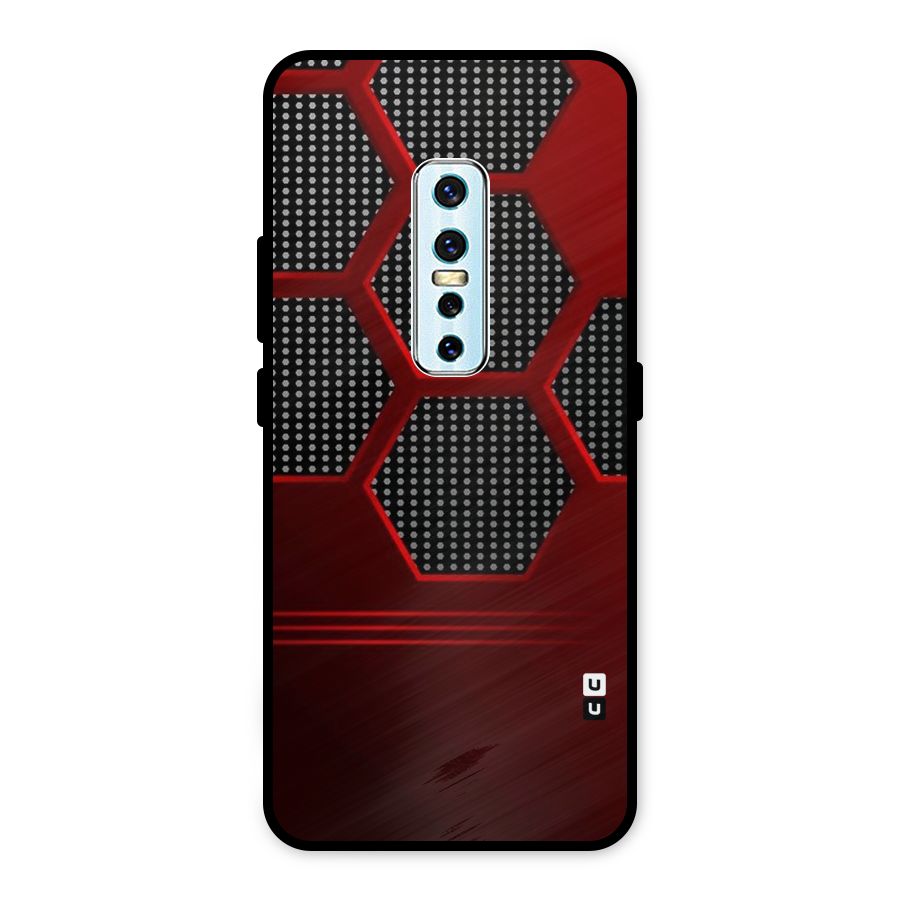 Red Black Hexagons Metal Back Case for Vivo V17 Pro
