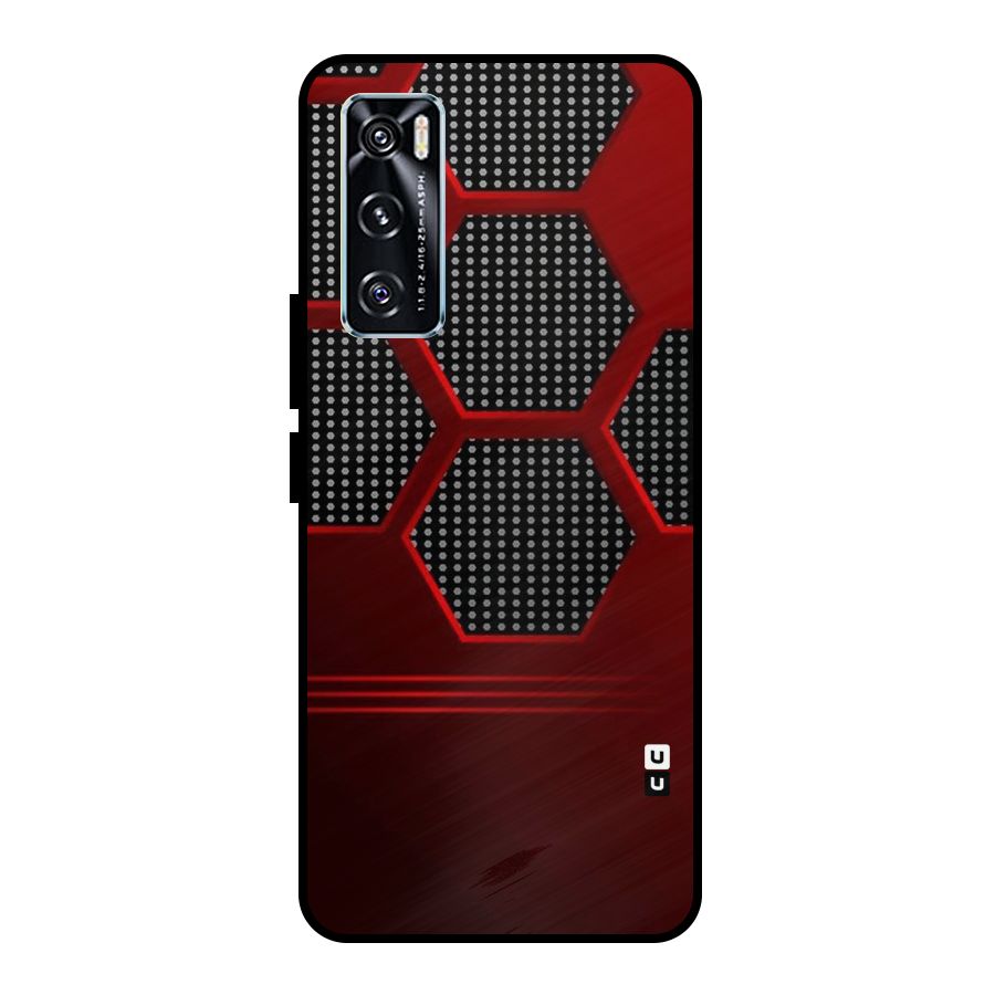 Red Black Hexagons Metal Back Case for Vivo V20 SE