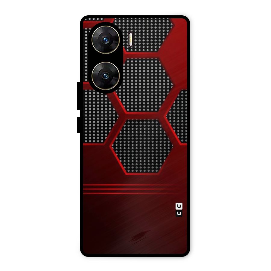 Red Black Hexagons Metal Back Case for Vivo V29e
