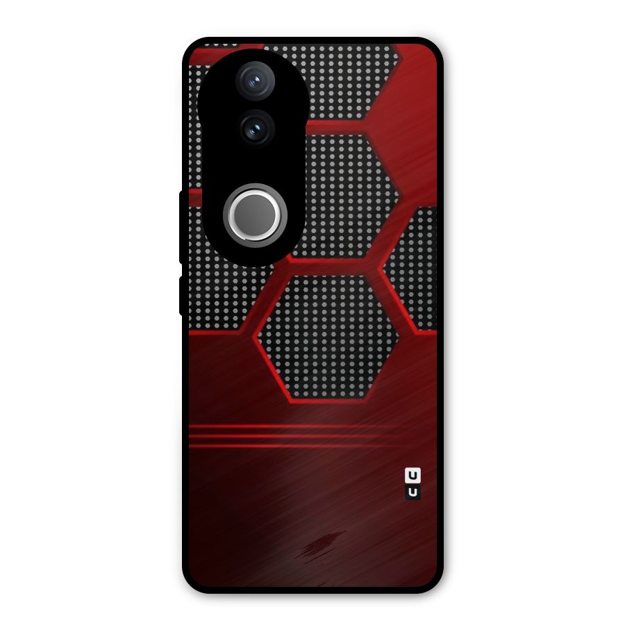 Red Black Hexagons Metal Back Case for Vivo V50e